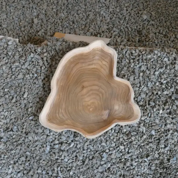 Product image of the product “Natural unique teak plate,  approx diameter 40cm with a Height of 3cm ”